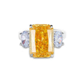Sterling Silver Cushion Radiant Cut Paved Crystal Ring 6 US / Canary